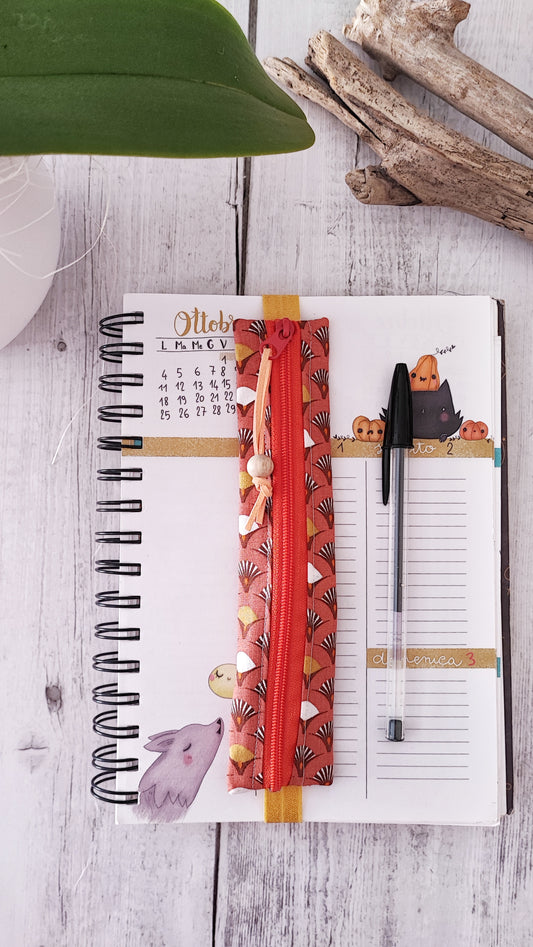 ASTUCCIO AGENDA CON ELASTICO 6X17 cm | Fantasia Mostarda - Marsala