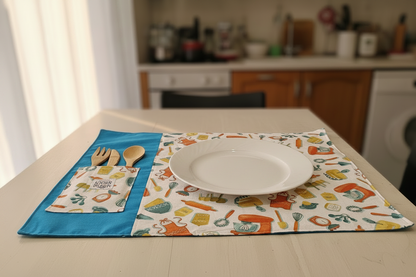 TOVAGLIETTA AMERICANA PER LA COLAZIONE O PRANZO | "Pasticceria creativa" - Con tasca porta posate