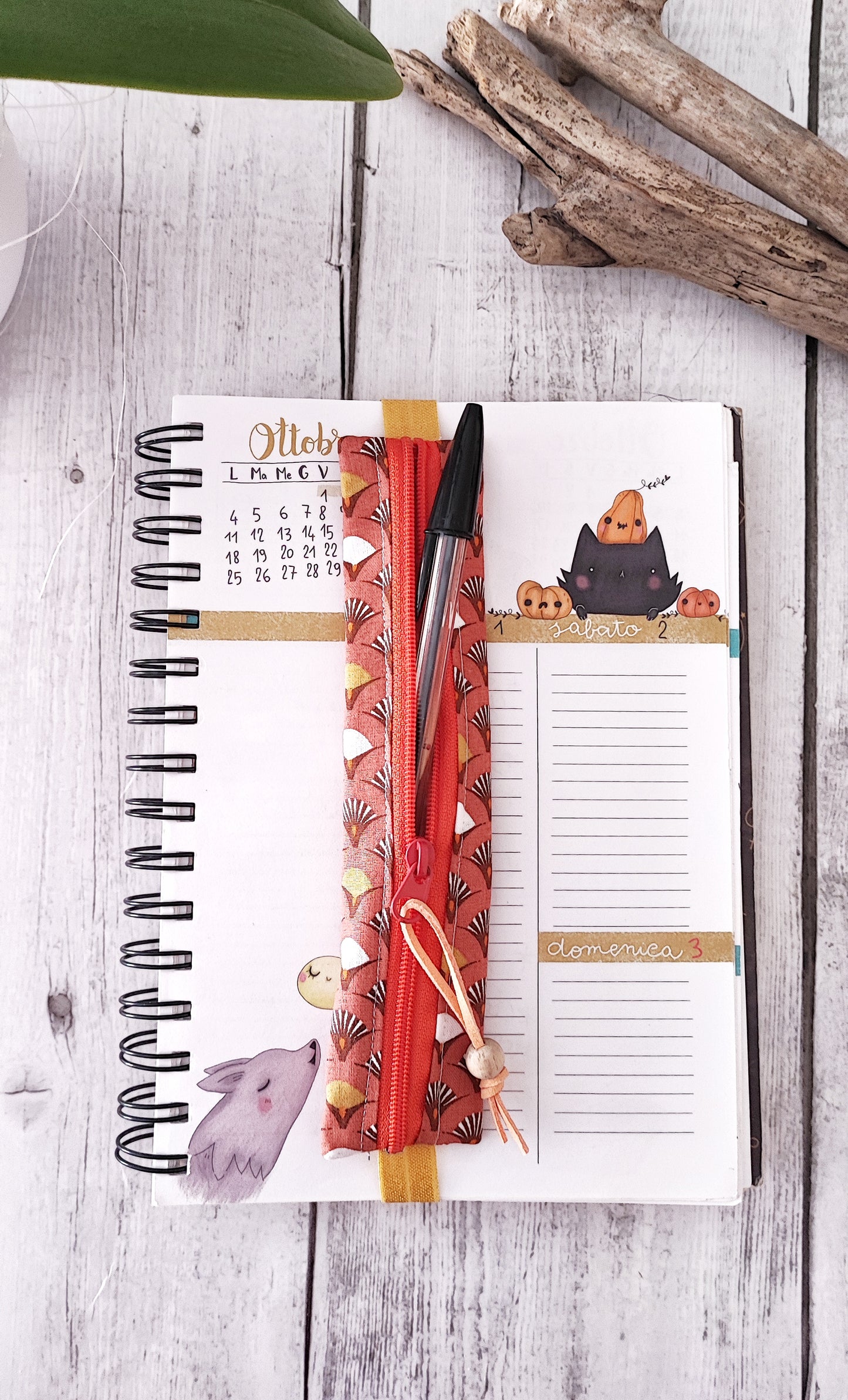 ASTUCCIO AGENDA CON ELASTICO 6X17 cm | Fantasia Mostarda - Marsala