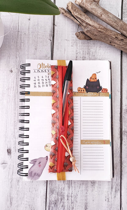 ASTUCCIO AGENDA CON ELASTICO 6X17 cm | Fantasia Mostarda - Marsala