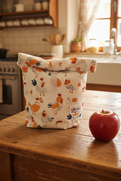 BORSA MERENDA | SNACK riutilizzabile ed impermeabile FANTASIA GALLINE