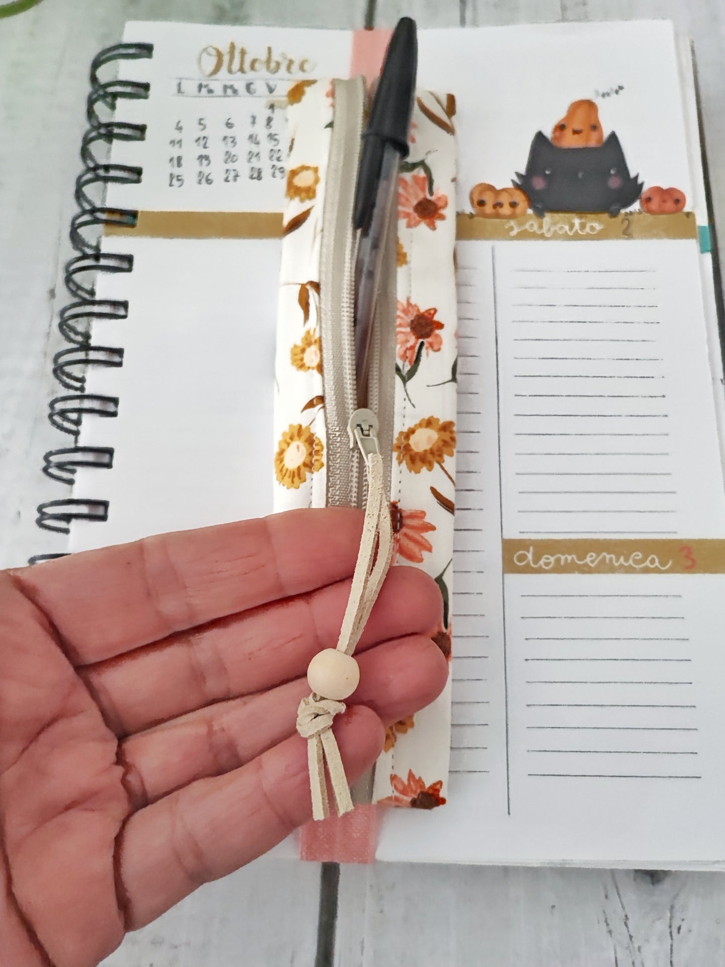 ASTUCCIO AGENDA CON ELASTICO 6X17 cm | Fantasia fiori  retrò