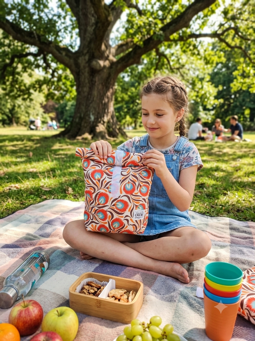 BORSA MERENDA | SNACK riutilizzabile ed impermeabile FANTASIA Pavone