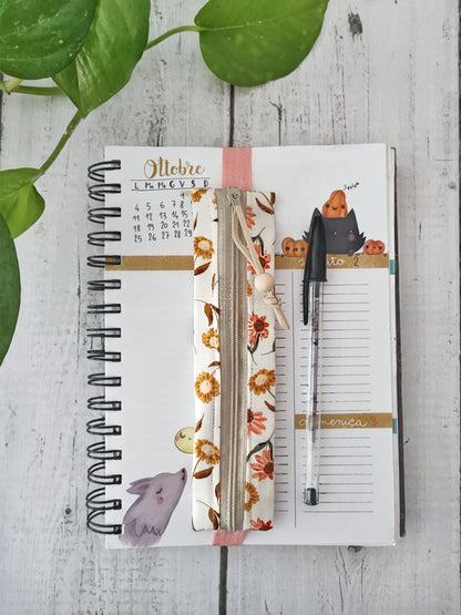 ASTUCCIO AGENDA CON ELASTICO 6X17 cm | Fantasia fiori  retrò