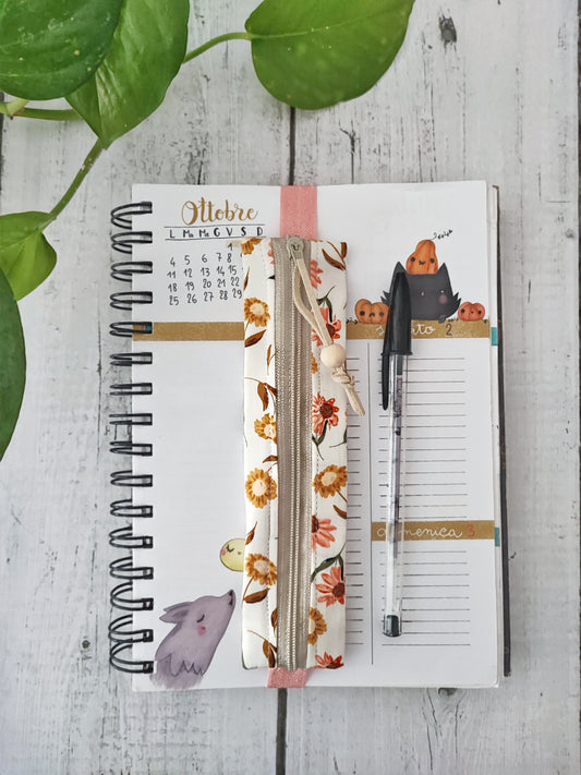 ASTUCCIO AGENDA CON ELASTICO 6X17 cm | Fantasia fiori  retrò