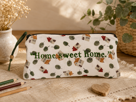ASTUCCIO POCKET CASE con frase ricamata | " Home sweet home"