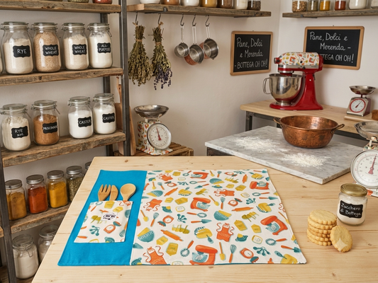 TOVAGLIETTA AMERICANA PER LA COLAZIONE O PRANZO | "Pasticceria creativa" - Con tasca porta posate