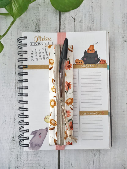 ASTUCCIO AGENDA CON ELASTICO 6X17 cm | Fantasia fiori  retrò